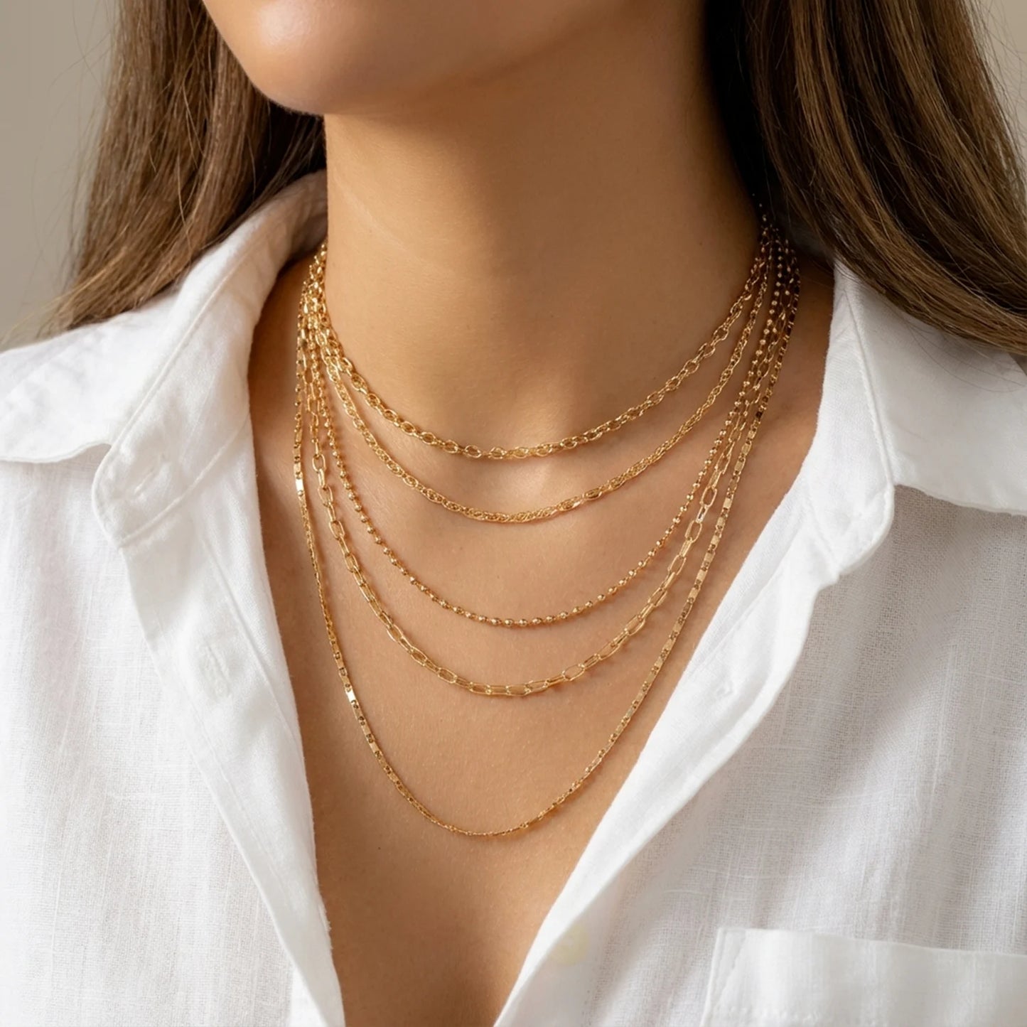 Punk Gold Color Heart Pendant Necklace for Women 2026 Trendy Multi-layer Charm Link Chain Beaded Choker Y2K Jewelry Accessories