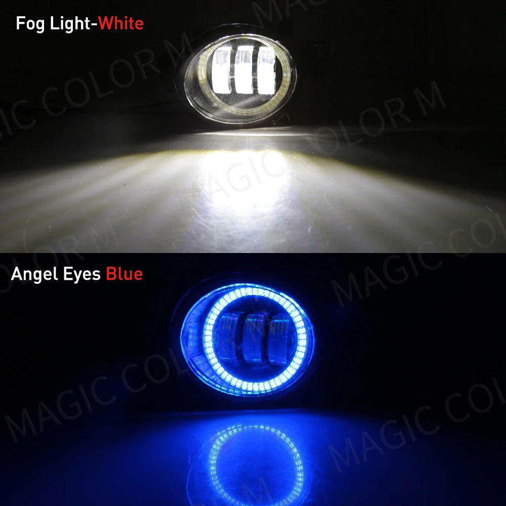 2 X Angel Eye Fog Light Assembly For Nissan X-Trail Rogue T32 2014 2015 2016 Car LED Lens Fog Daytime Running Lamp DRL H11 12V