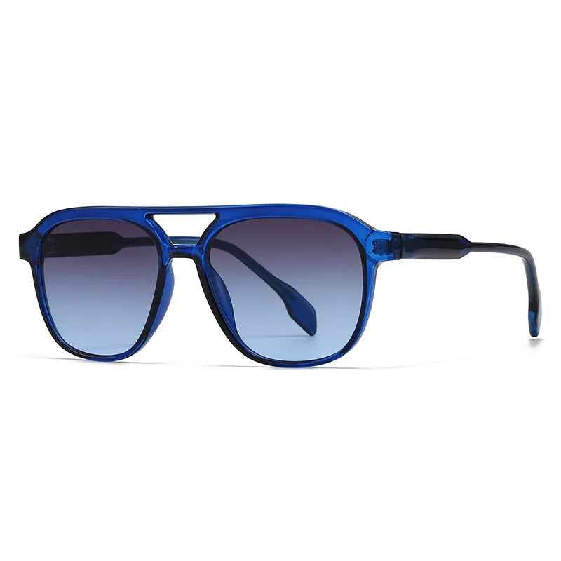 JNPCXI Fashion Double Bridges Square Men Luxury Sunglasses Retro Women Tea Gradient Shades UV400 Sun Glasses