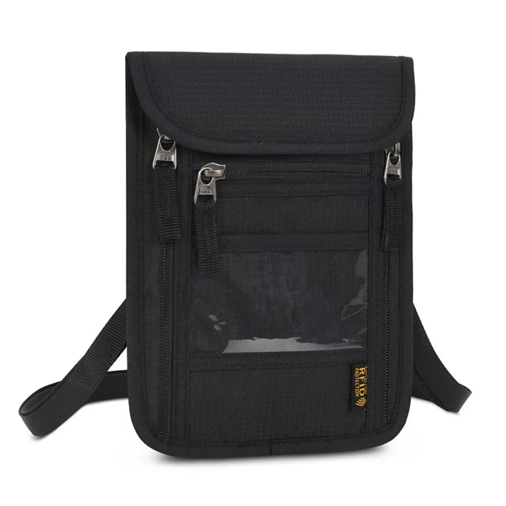 RFID Protection Passport Holder Travel Neck Pouch Anti-theft Wallet Hidden Money Document Card Holder Waterproof Large Organizer