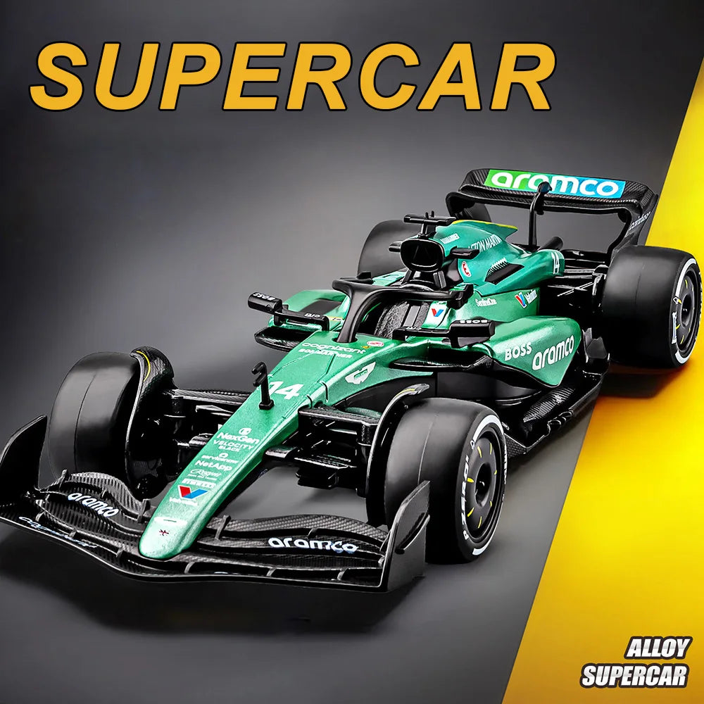 1:24 F1 Formula Racing Car Miniature Model Alloy Diecast Toys Front Wheel Steering Rubber Tire Vehices Display Cabinet Ornaments