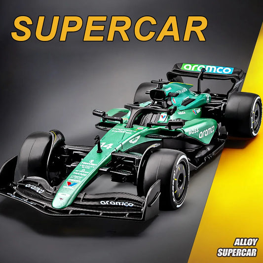 1:24 F1 Formula Racing Car Miniature Model Alloy Diecast Toys Front Wheel Steering Rubber Tire Vehices Display Cabinet Ornaments