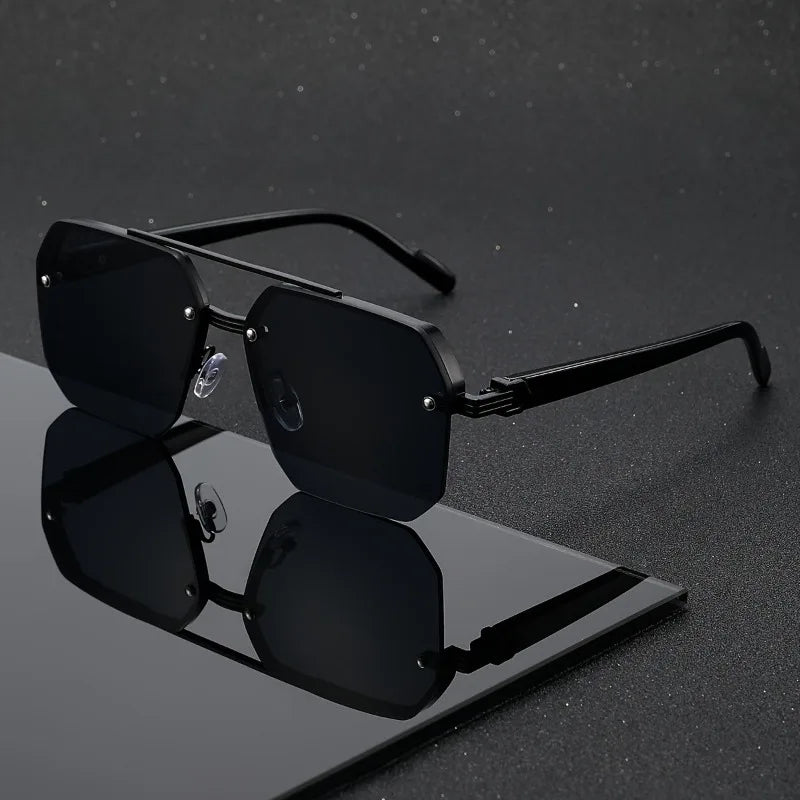 A Pair of Men'S Metal And Various Occasions.Double-Bridge Vintage Business Classic Elegant Casual Fashion Glasses Suitable