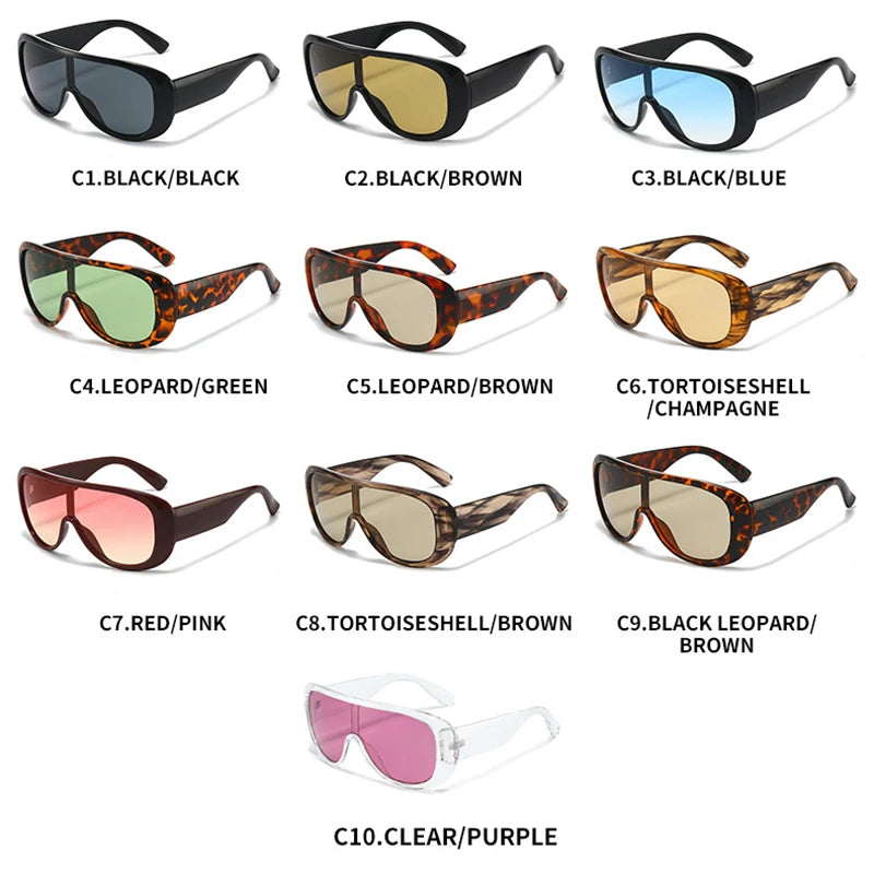 JNPCXI New Oversized Pilot One Piece Sunglasses Women Fashion Gradient Shades UV400 Men Trending Punk Outdoor Sun Glasses
