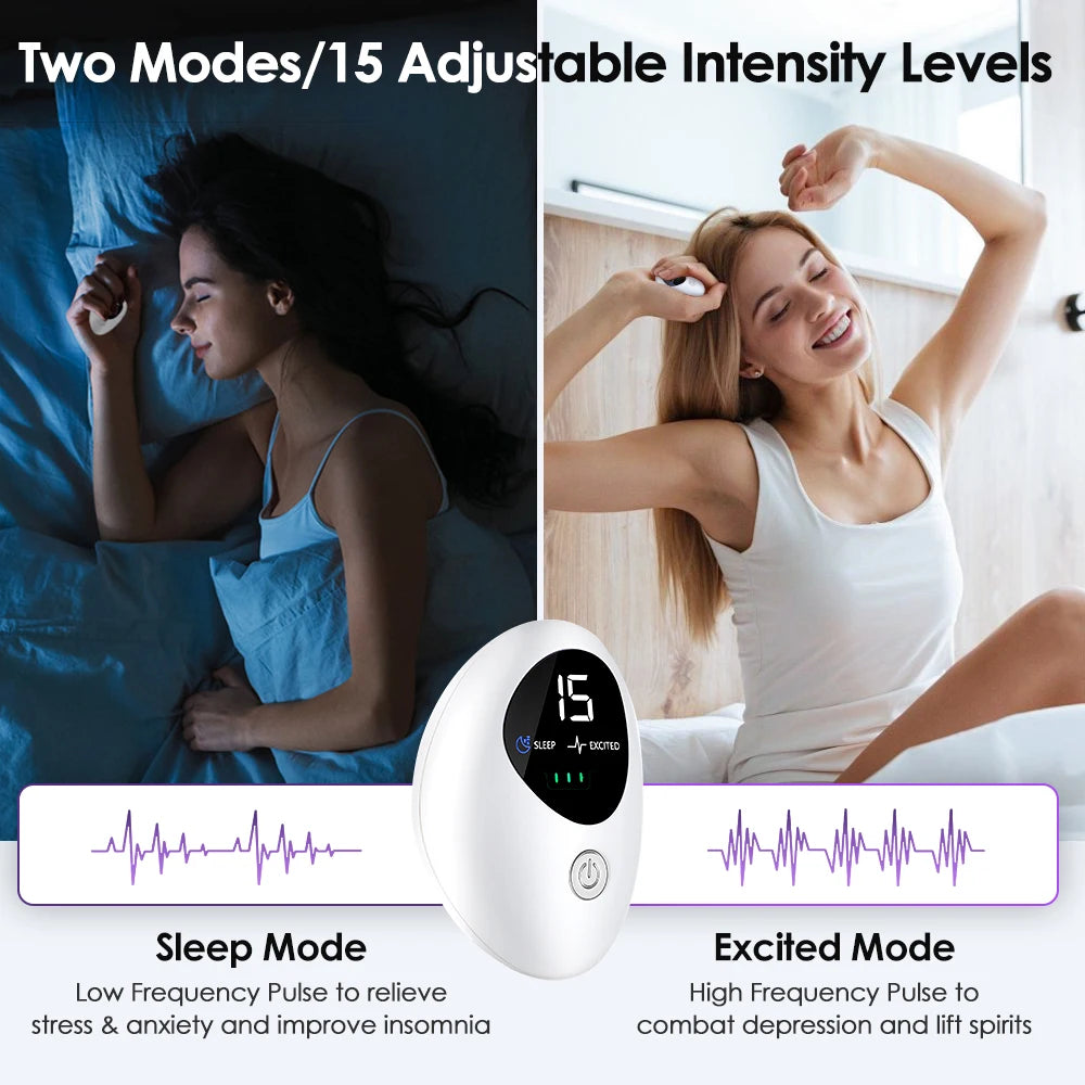 Handheld CES Sleep Aid Smart 15 Levels Microcurrent EMS Pulse Stimulation Stress Pressure Anxiety Neuro Nerves Insomnia Relief