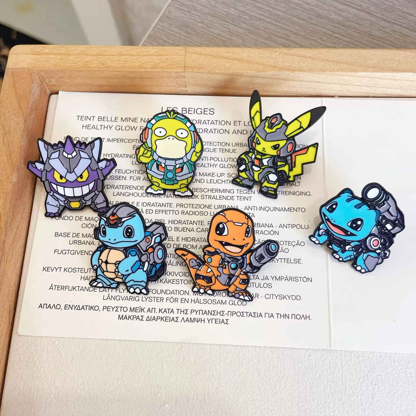 6pcs Set Anime Pokemon Enamel Pins - Pikachu Squirtle Gengar Funny Cosplay Brooches Cartoon Badges Lapel Pin Collection for Fans