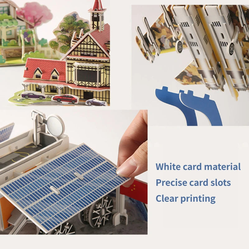 3D Puzzle Handmade DIY House Model Puzzle Children Boys and Girls Toys Paper Jigsaw Puzzle  Baby Toys Christmas Gift