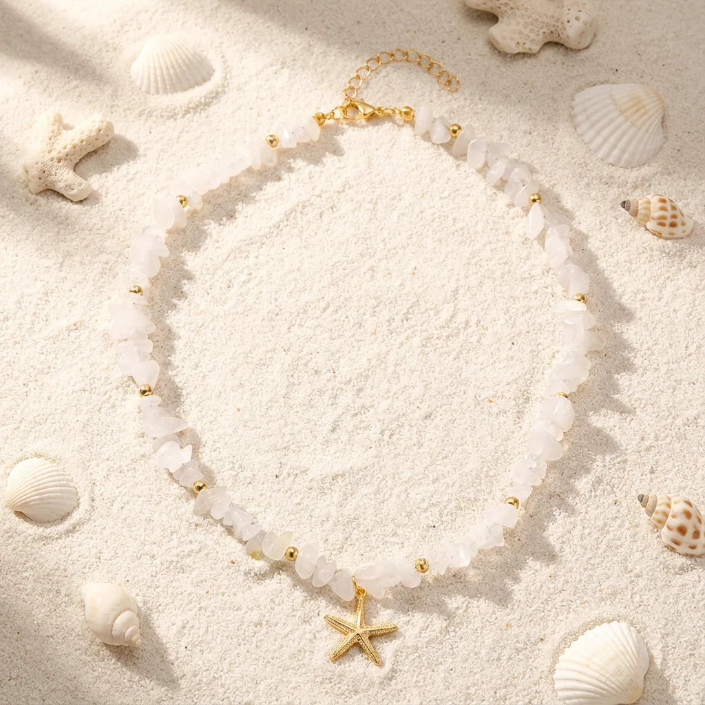 Boho Faux Stone Crushed Irregular Beaded Choker Necklace Women Summer Beach Collar Jewelry Accessories