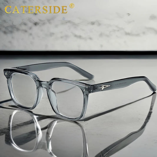 CATERSIDE Flat Light Glasses Men Brand Design TR90 Square Frames Eyewear Women Business Minimalist Fashion Transparent Lens