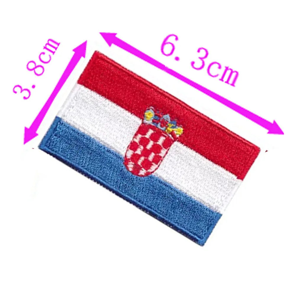 Croatia Country Flag Embroidery Patch 6.3cm Wide Iron On Sew On Backing