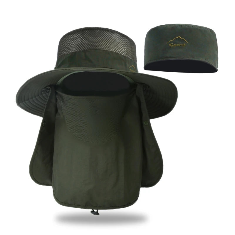 Xinbaoguan 100% Nylon 9216 Men's and Women's Summer Outdoor Face Covering and Sunscreen Fishing Hat with Large brim Sunshade Hat