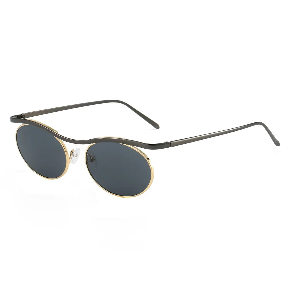 JNPCXI New Retro Oval Metal Women Sunglasses Fashion Punk Men Trending Gradient Shades UV400 Sun Glasses