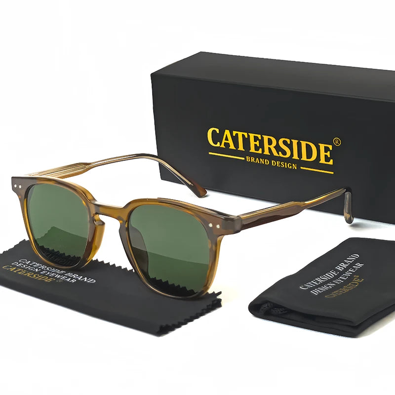 CATERSIDE Round Retro Sunglasses Men's Punk Fashion Brand Design Sun Glasses Women Travel Outdoor UV400 Shades Propionic Temple