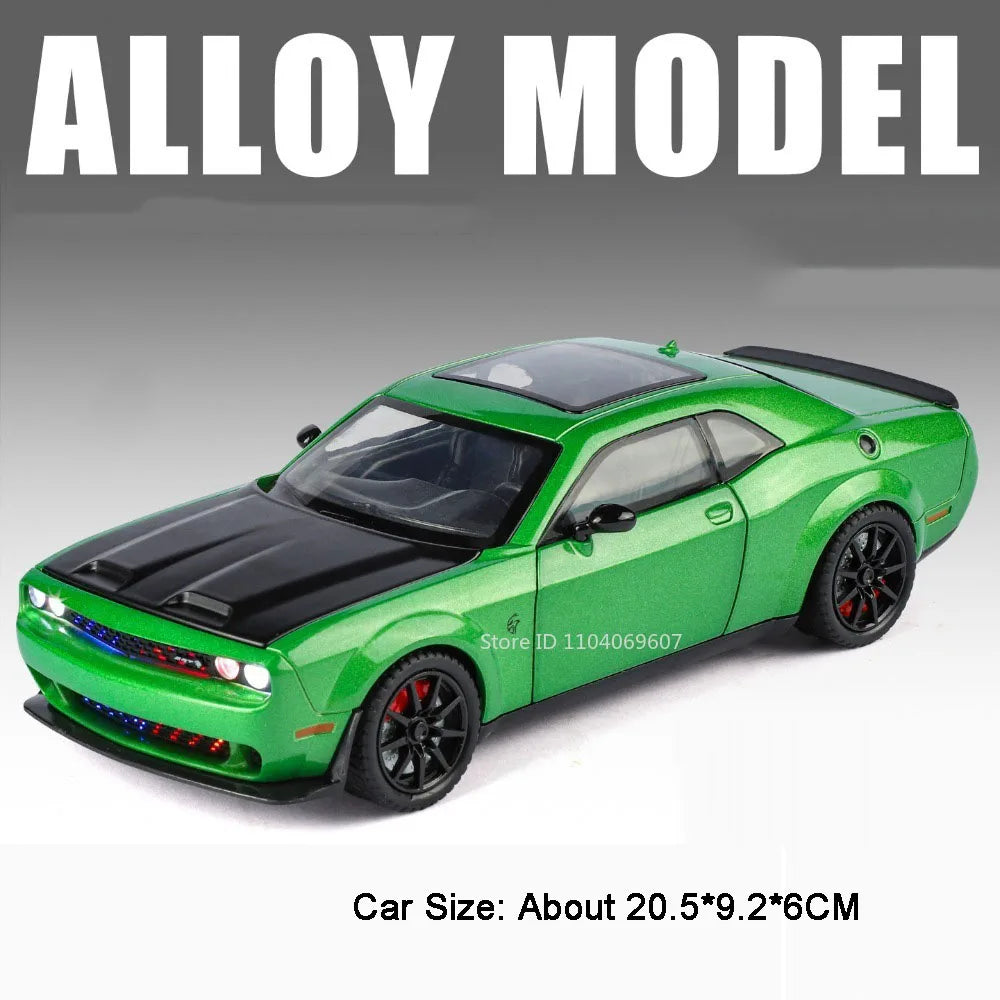 1:24 Hellcat Viper Miniature Sports Car Alloy Diecast Model Toys Front Wheel Steering Sound Light Pull Back Vehices Collectibles