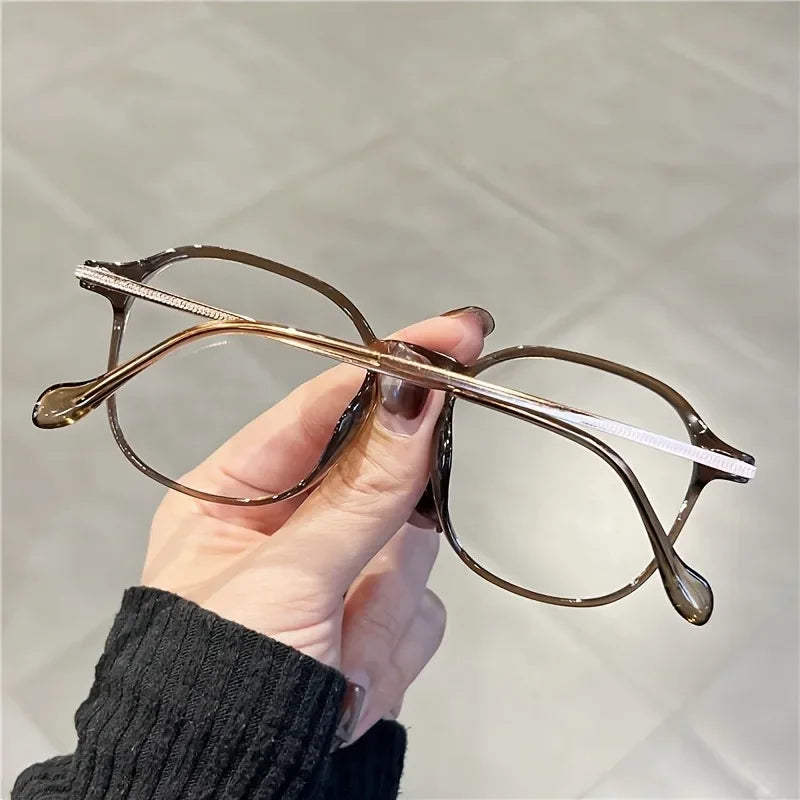 1 Pair Women's Geometric Light Adaptive Tinting Fashion Glasses - Oversized Oval Frame Trendy Eyewear