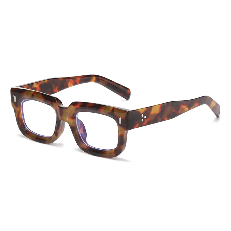 JNPCXI Fashion Square Sunglasses Women Retro Rivets Men Clear Ocean Lens Eyewear Shades UV400 Punk Sun Glasses