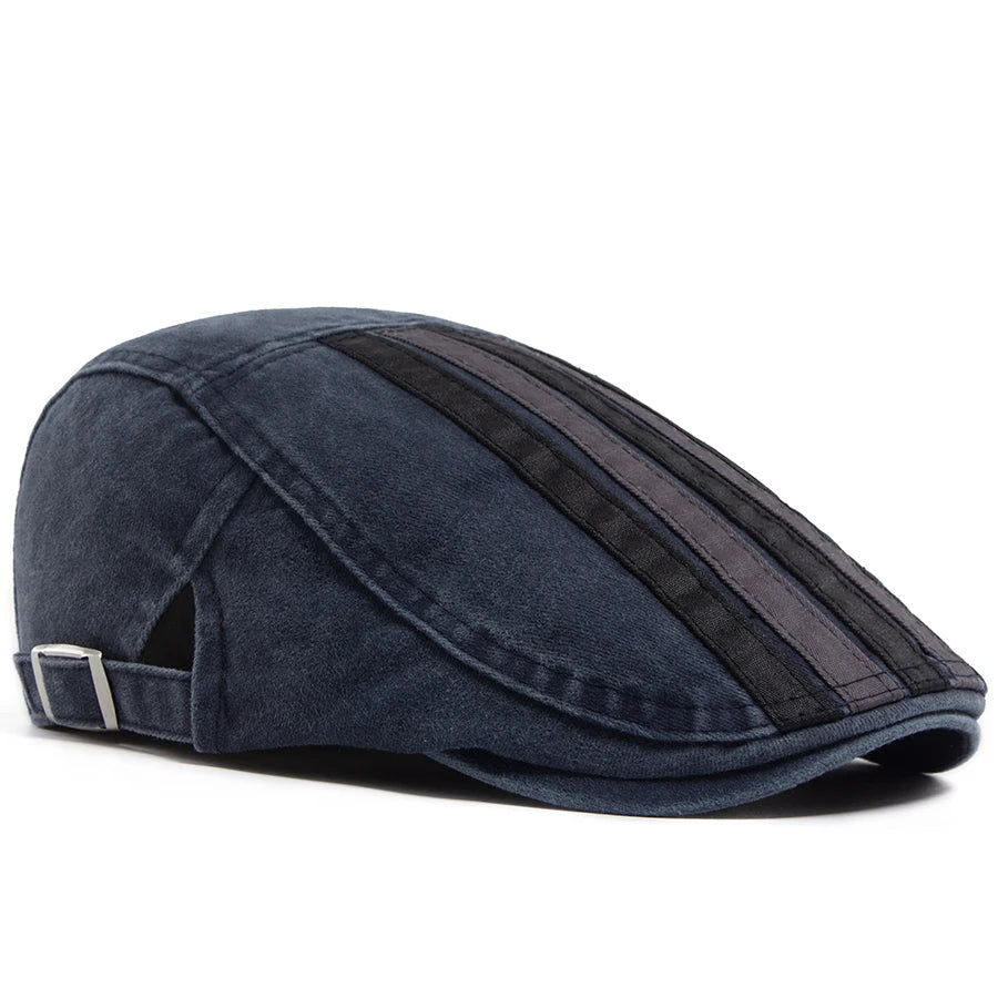 Vintage Newsboy Cap Men Fashion Five Bars Flat Hat Women Washed Berets Spring Summer Casual Visor Lvy Caps For Male Adjustable