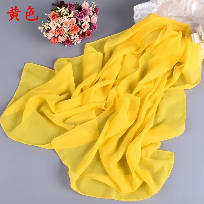 New Fashion Temperament Pure Monochrome Women's Long Chiffon Scarves Wholesale Yiwu Plain Pure Color Small Scarves