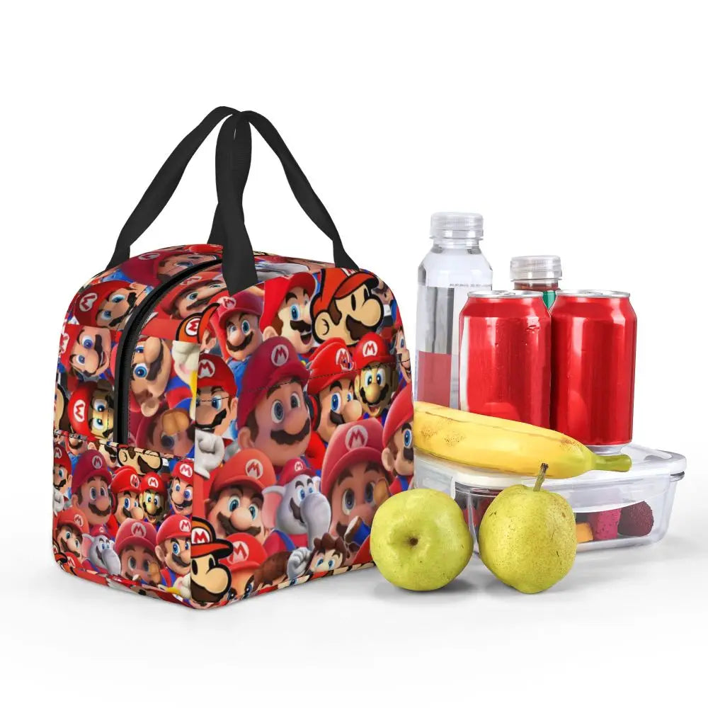 Custom Mario Super Bros Insulated Lunch Bag Reusable Thermal Cooler Lunch Box M5