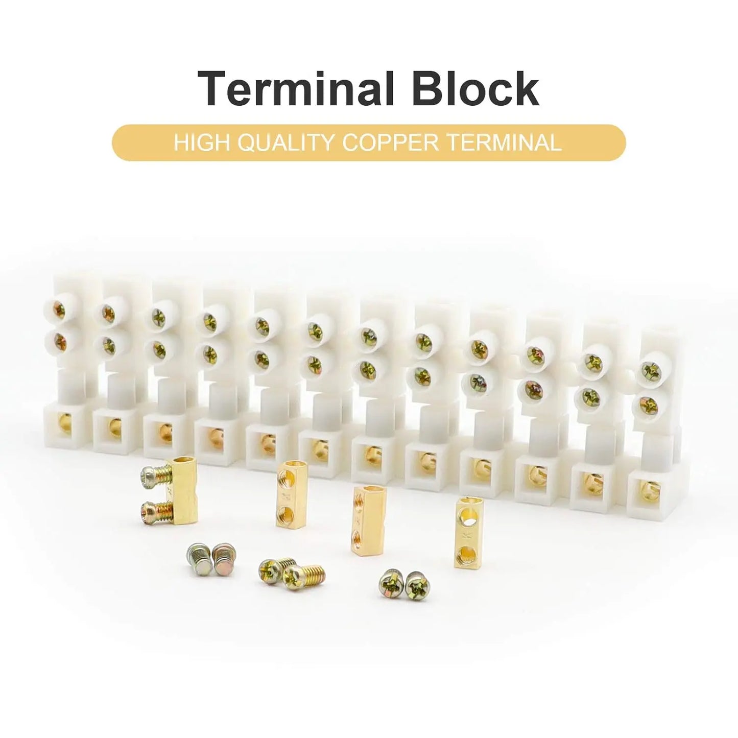 10 Pack Terminal Block, 12-Position Dual Row Terminal Strip Screw Terminal Electric Barrier Block for Small Home Projects