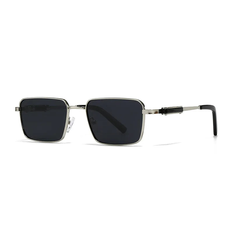 JNPCXI Polarized Rectangle Punk Sunglasses Men Luxury Brand Retro Sun Glasses for Male Steampunk Driving Eyewear UV400