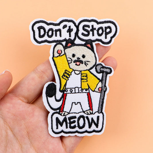 Cute Cat Iron On Patch Clothes Patch For Clothing Fashion Singer Embroidered Patch Garment Apparel Accessories Sewing Stickers