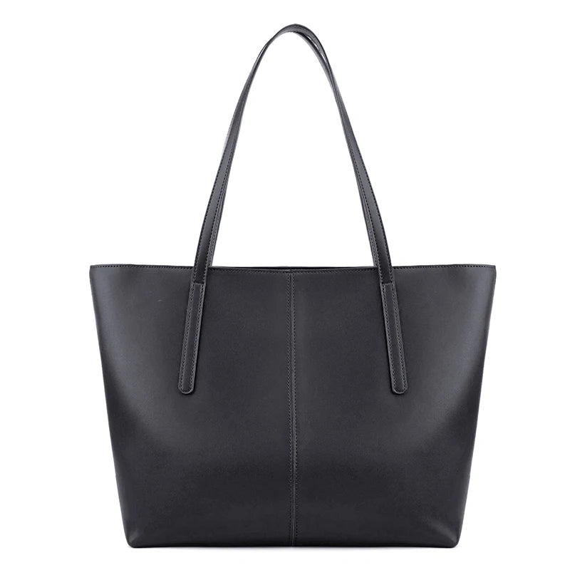 Genuine Cowhide Leather Tote Bag for Women Minimalist Large Capacity Shoulder Bag for Work & Daily Fashion Soft Leather Handbags