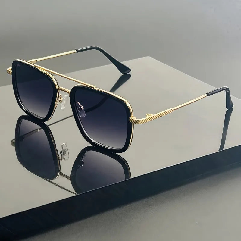 2/1 Pair of Men's Classic Style Metal Frame Glasses, Double Bridge Design - Suitable for Daily Commuting