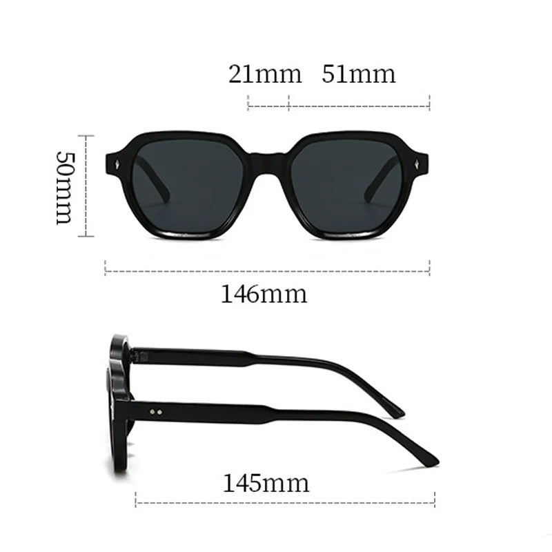 JNPCXI New Fashion Square Women Sunglasses Retro Trending Orange Leopard Rivets Candy Color Sun Glasses Shades UV400