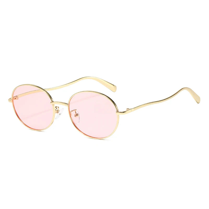 JNPCXI New Fashion Metal Round Gold Tea Sunglasses Women Shades UV400 Retro Men Punk Sun Glasses