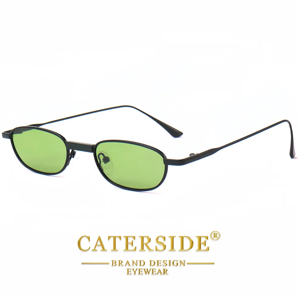 CATERSIDE Men's Hip Hop Sunglasses Premium Metal Small Frame Women's Travel Business Party Holiday Gift Decorative Glasses UV400