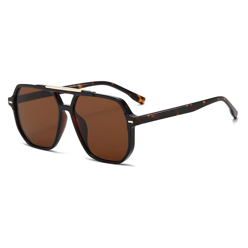 JNPCXI New Retro Double Bridges Square Women Sunglasses Fashion Green Pink Gradient Shades UV400 Men Rivets Sun Glasses