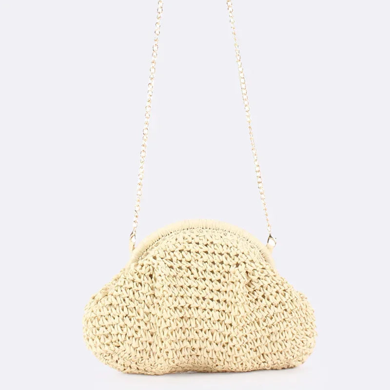 2026 Summer New Straw Weaving Crossbody Bag Fashionable and Casual Shell Bag Women's Shoulder Bag with Excellent Texture