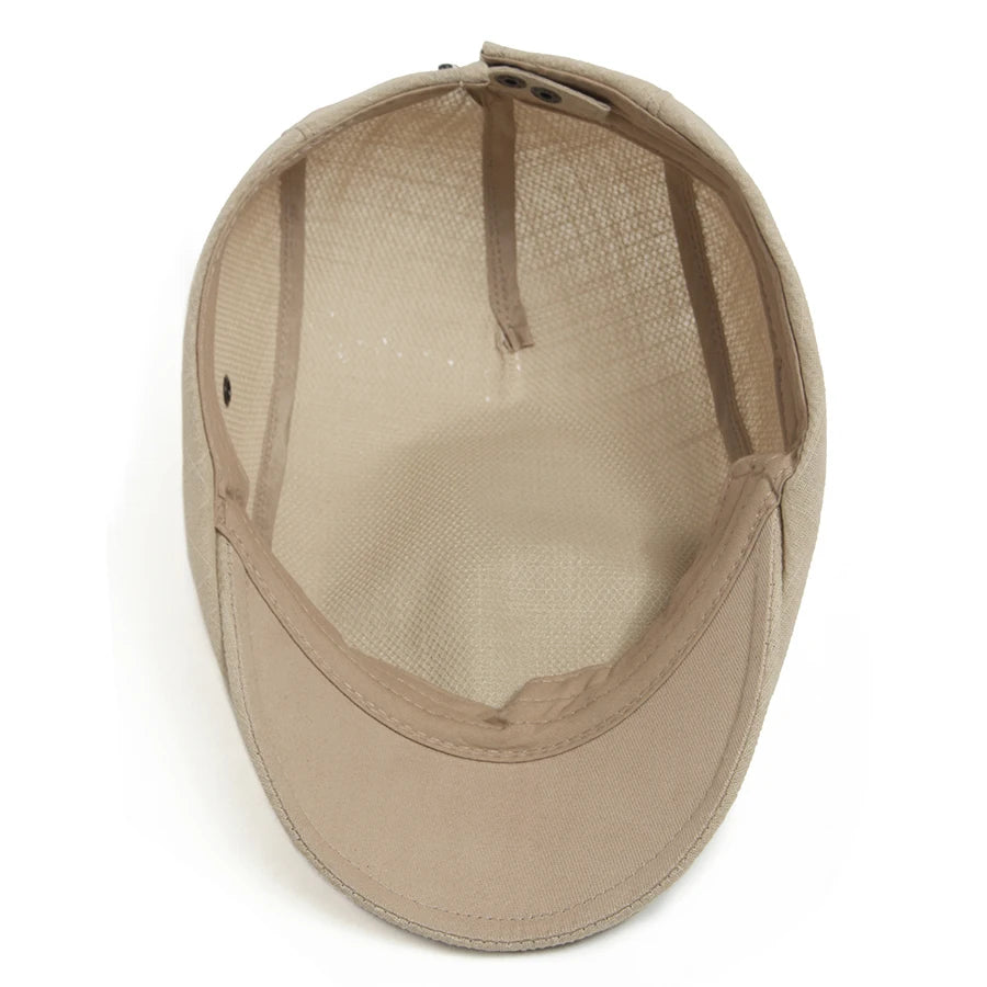 Men Linen Flat Cap Summer Breathable Newsboy Ivy Gatsby Beret Hat Wmoen Casual Vintage Driving Cabbie Hat With Ventilation Holes