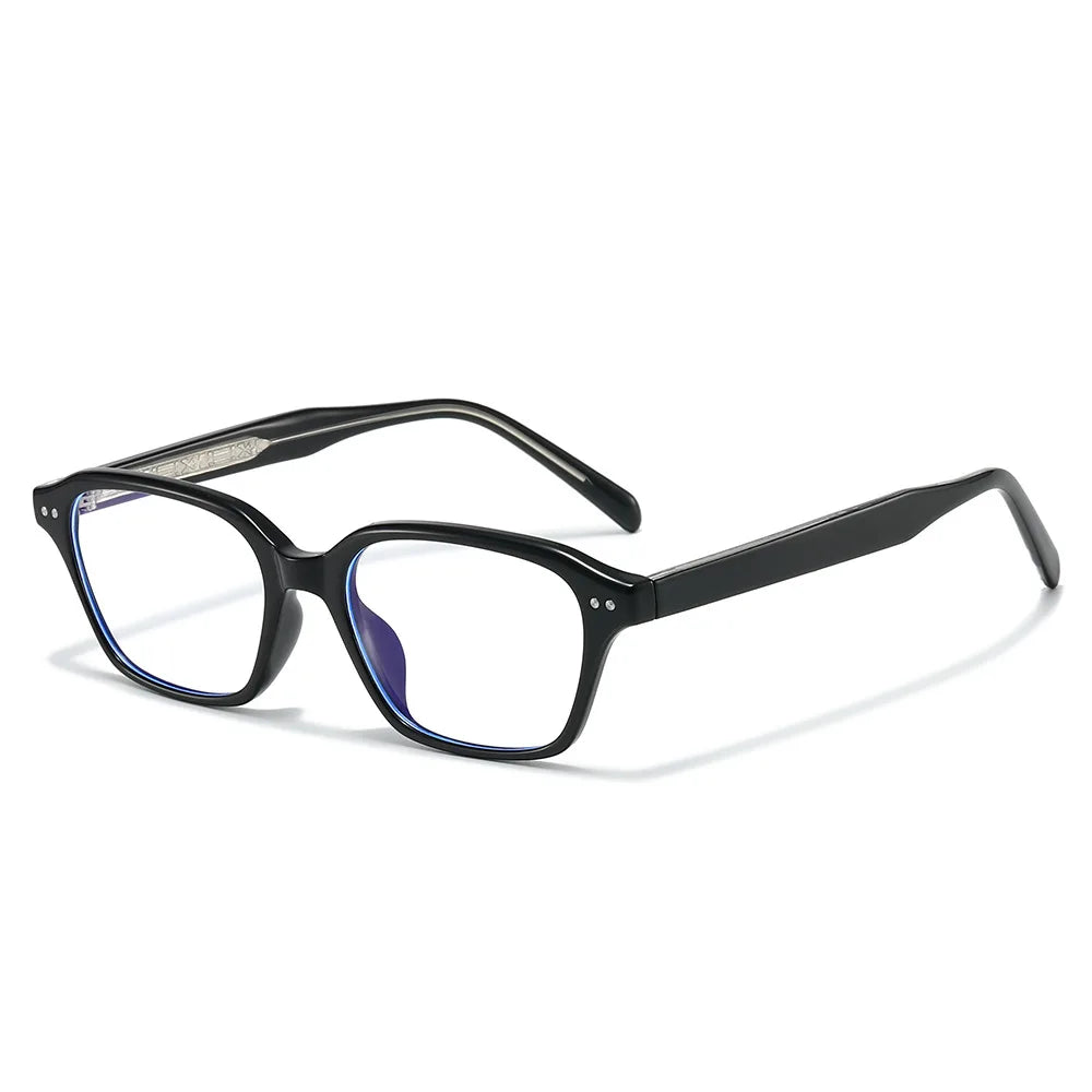 JNPCXI Quality TR90 Glasses Frame Stainless Steel Core Optical Eyeglasses With Anti Blue LIght Rectangle Acetate Leg