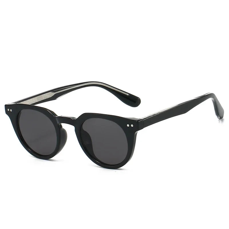 JNPCXI Round Women Luxury TR90 Sunglasses Shades UV400 Retro Rivets Men Sun Glasses