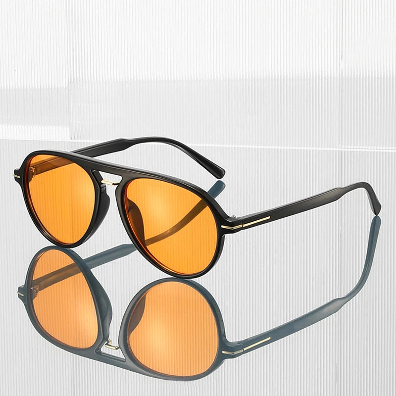 JNPCXI New Fashion Pilot Sunglasses Women Double Bridges Shades Retro Men Candy Color Gradient Trending Sun Glasses UV400