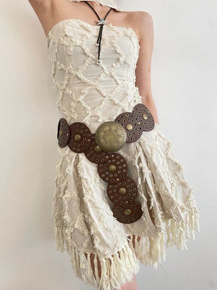 N Style Retro Circular Hollowed-Out Waist Cover With Dress 2024 New Summer Exaggerated Accessories European And N Style Belt Tre