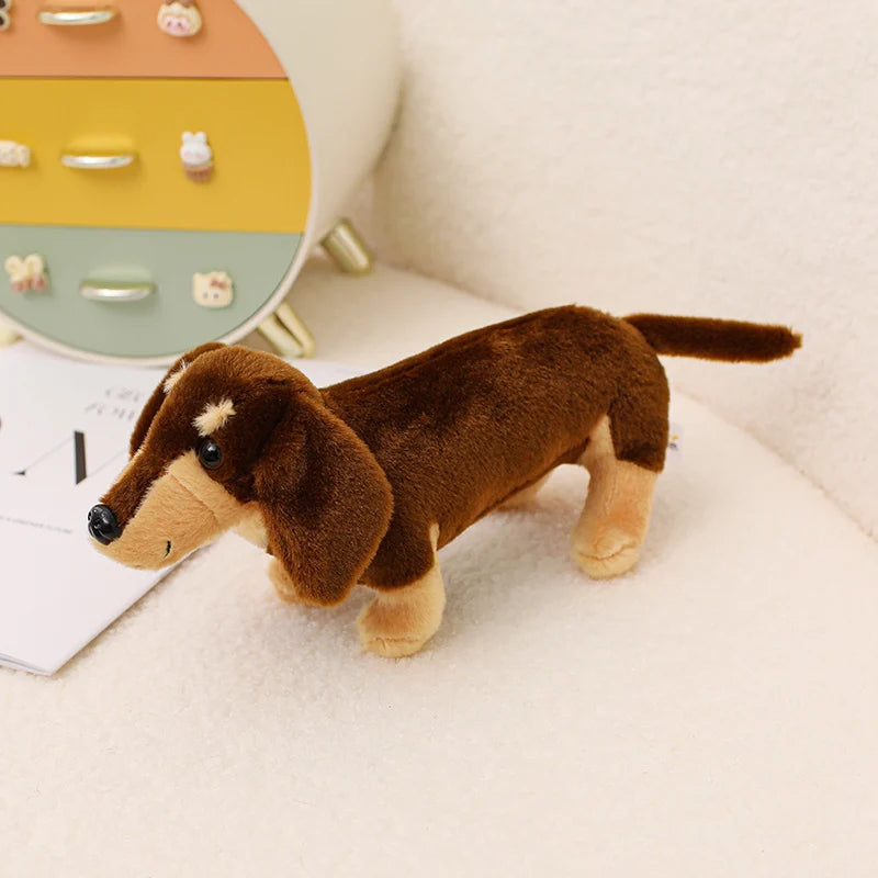 Simulation Dachshund Animal Doll Stuffed Standing Dog Puppy Plush Toy Brown Black Plushie Men Birthday Gift