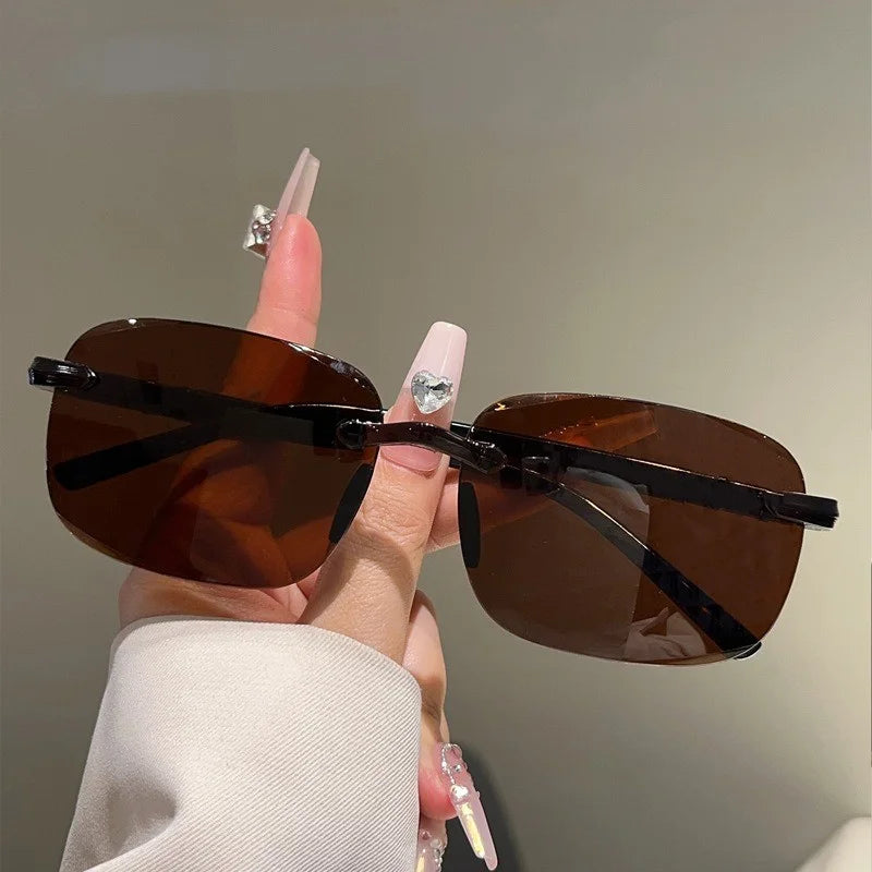 Outdoor Cycling Goggles Sleek Fashion Square Glasses Rimless Sunglasses Versatile Modern Frameless Eyewear For Cycling City