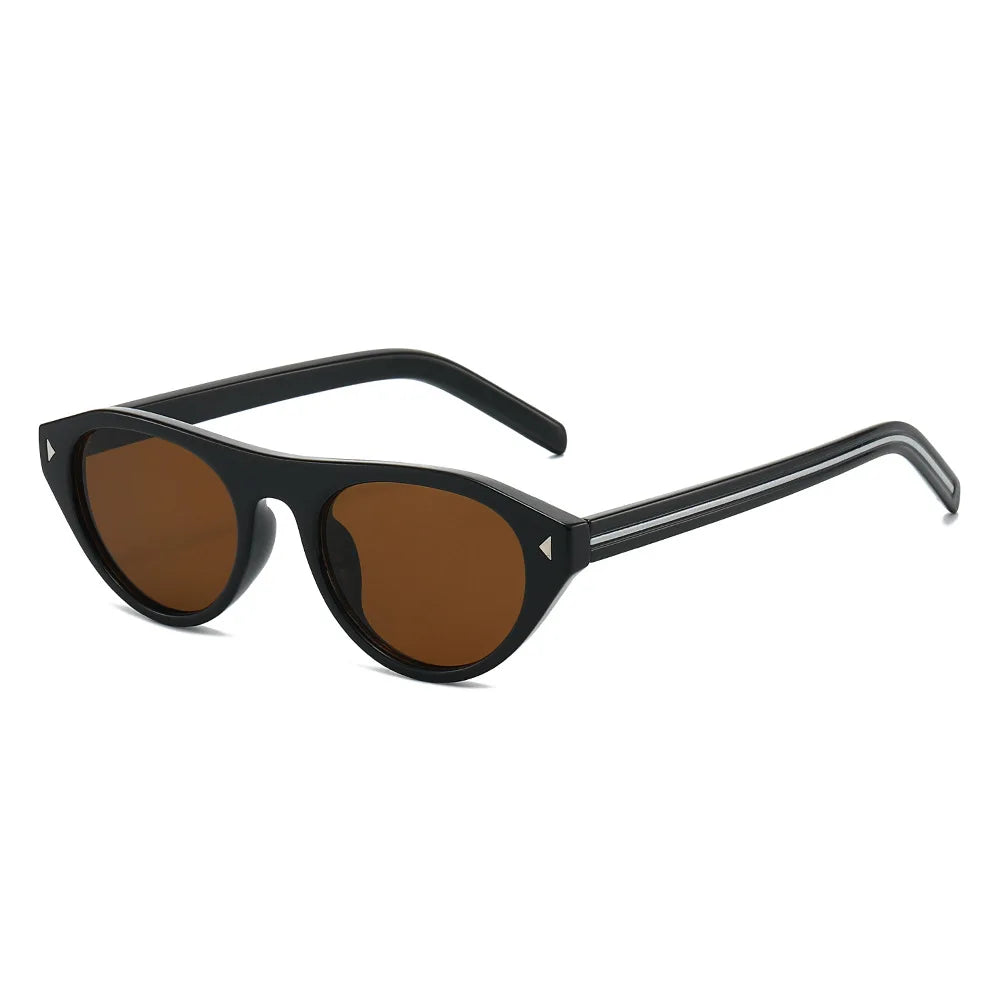 JNPCXI Vintage Cat Eye Sunglasses for Women Trendy Rivet Design Flat Top Sun Glasses Men Gafas De Sol Hombre S2611