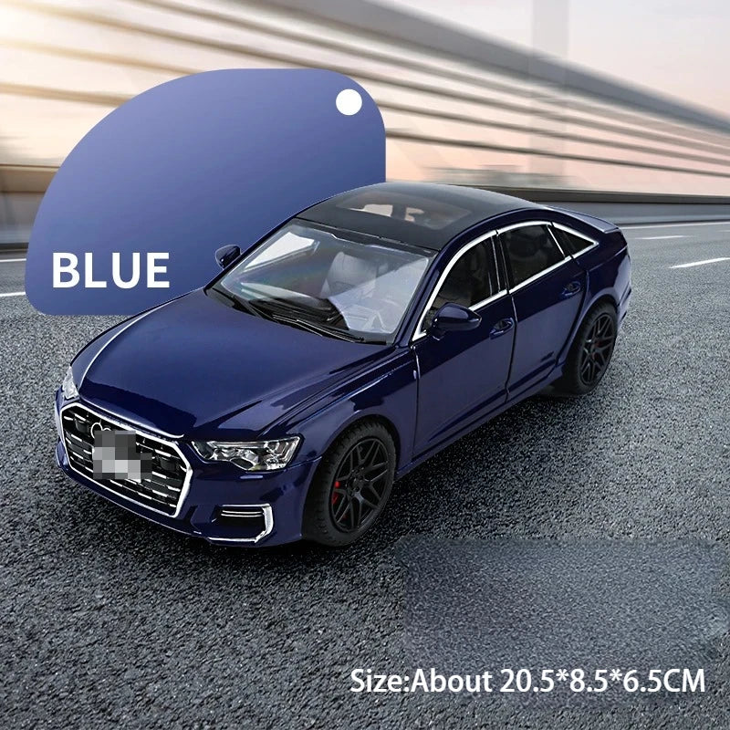 1:24 A6L A6 Miniature Model Toys Alloy Diecast Cars Front Wheel Steering Sound Light Pull Back Doors Opened Vehice for Boys Gift