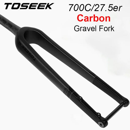 TOSEEK Road Bike 700C Carbon Fork Disc Brake Bike Rigid Fork 700Cx45mm 12x100mm Thru Axle Hard Gravel Bicycle Fork QR/TA