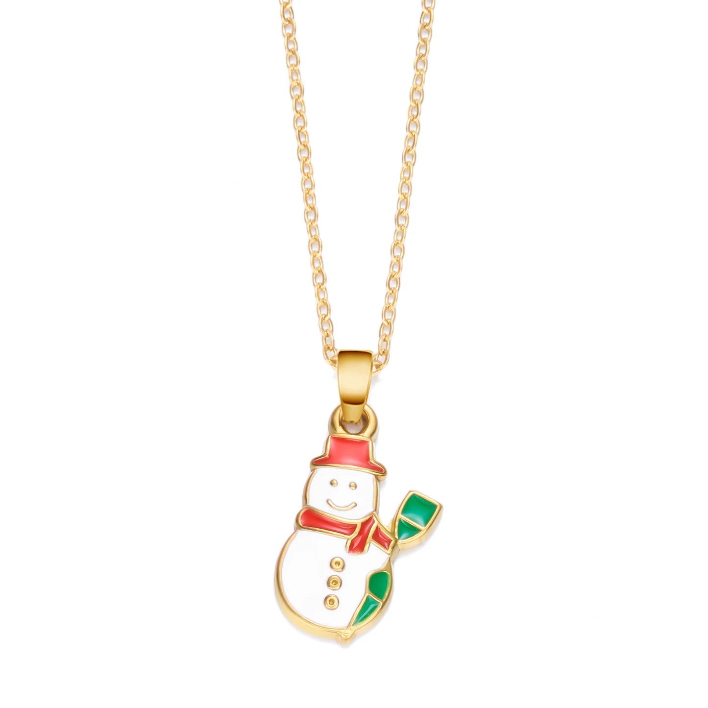 Stainless Steel Colorful Drip Oil Christmas Tree Snowman Pendant Necklace For Women Y2k Fashion Neck Chain Jewelry New Year Gift