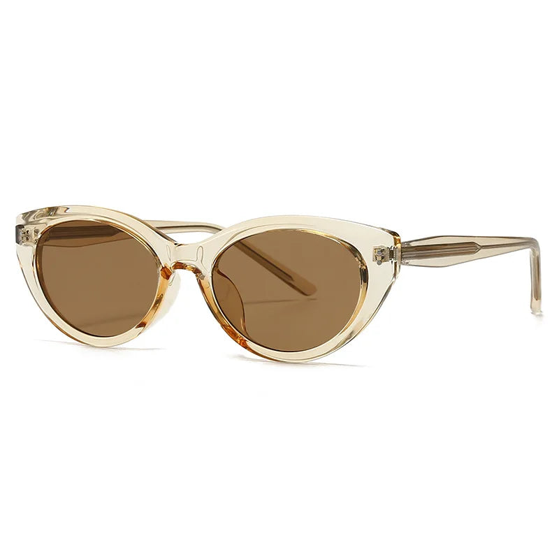 JNPCXI Fashion Cat Eye Jelly Color Women Sunglasses Shades UV400 Fashion Green Gradient Men Punk Rivets Sun Glasses