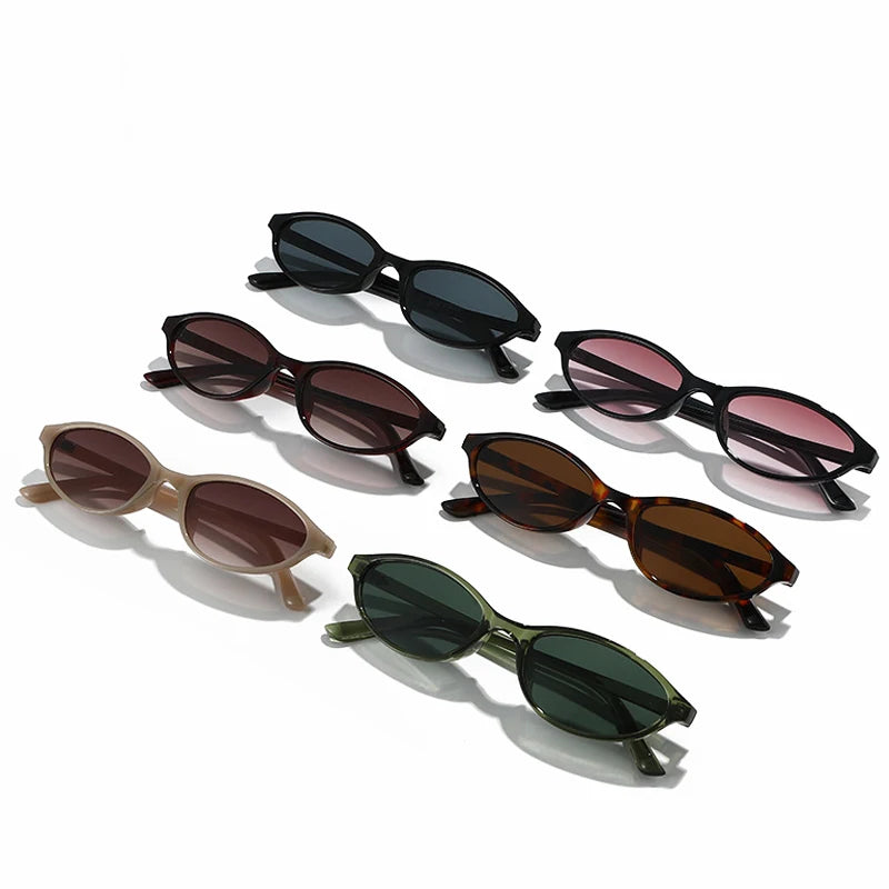 JNPCXI New Fashion Small Oval Sunglasses Women Gradient Shades UV400 Retro Rivets Trending Men Punk Sun Glasses