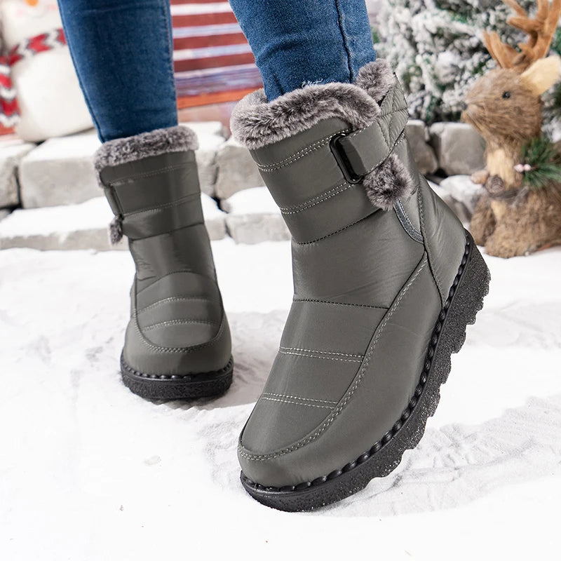 Plus Size 45 Waterproof Non Slip Snow Boots Women Warm Thicken Plush Platform Winter Boots Woman Faux Fur Ankle Botas Couples