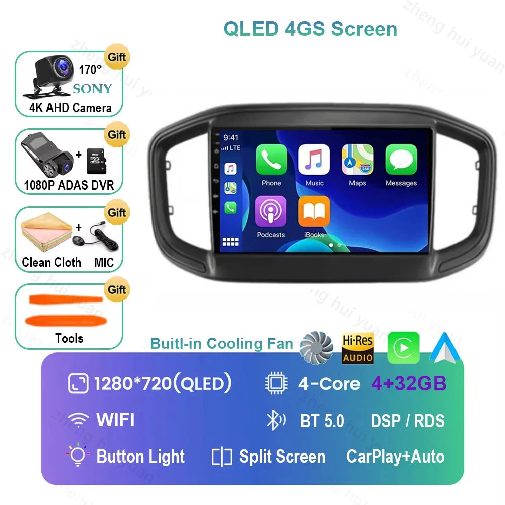 Android 16 CarPlay Auto Car Radio Multimedia navigation video Autoradio Stereo For Fiat Strada 2020 - 2022