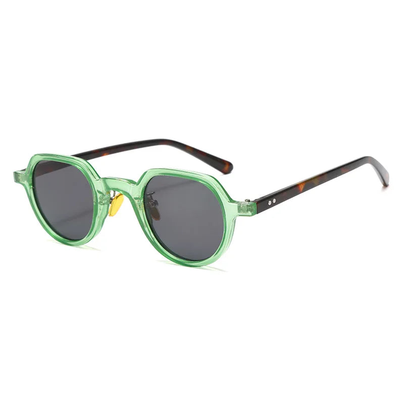 JNPCXI New Fashion Round Sunglasses Women Ocean Lens Leopard Blue Eyewear Men Trending Rivets Punk Sun Glasses