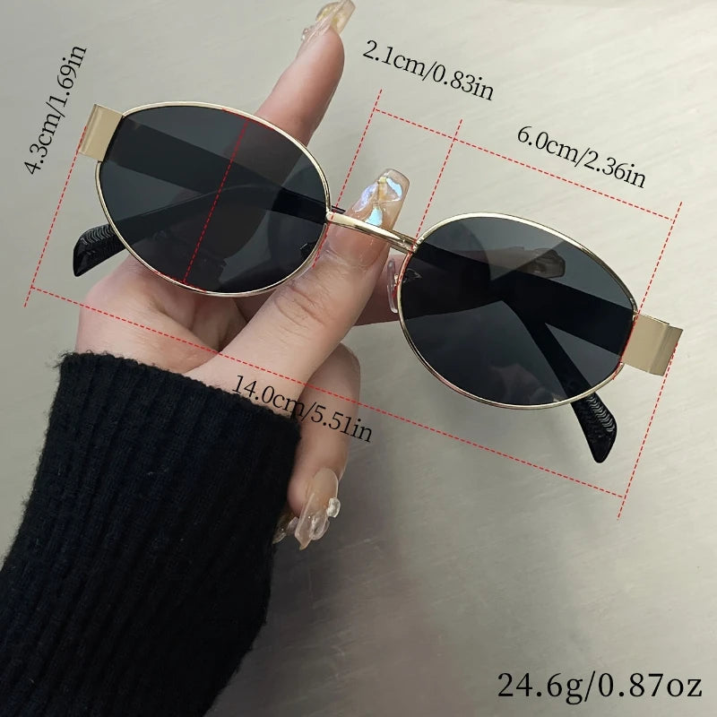 3pcs Sunglasses Oval Retro Small Frame European and American Sunglasses Women Fashion Metal Sunglasses